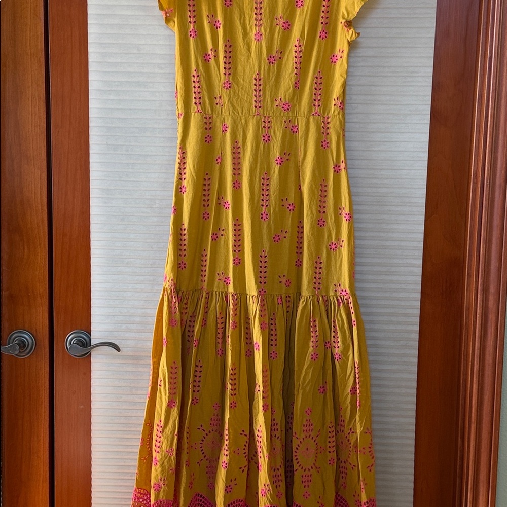 NWT DIXIE Yellow and Pink Floral embroidered Maxi Dress size medium - Picture 13 of 15